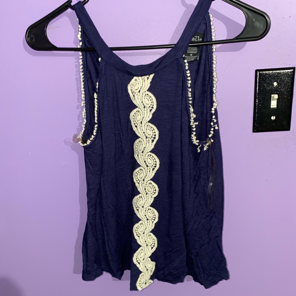 Blue and cream tank top